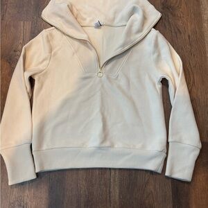 Cream Women's Sweater with Zipper
